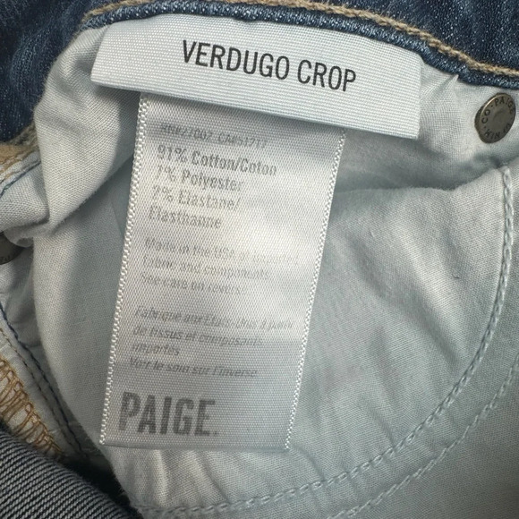 Paige Verdugo Crop Skinny Jeans Womens Size 27 Medium Blue Low Rise - Picture 6 of 13